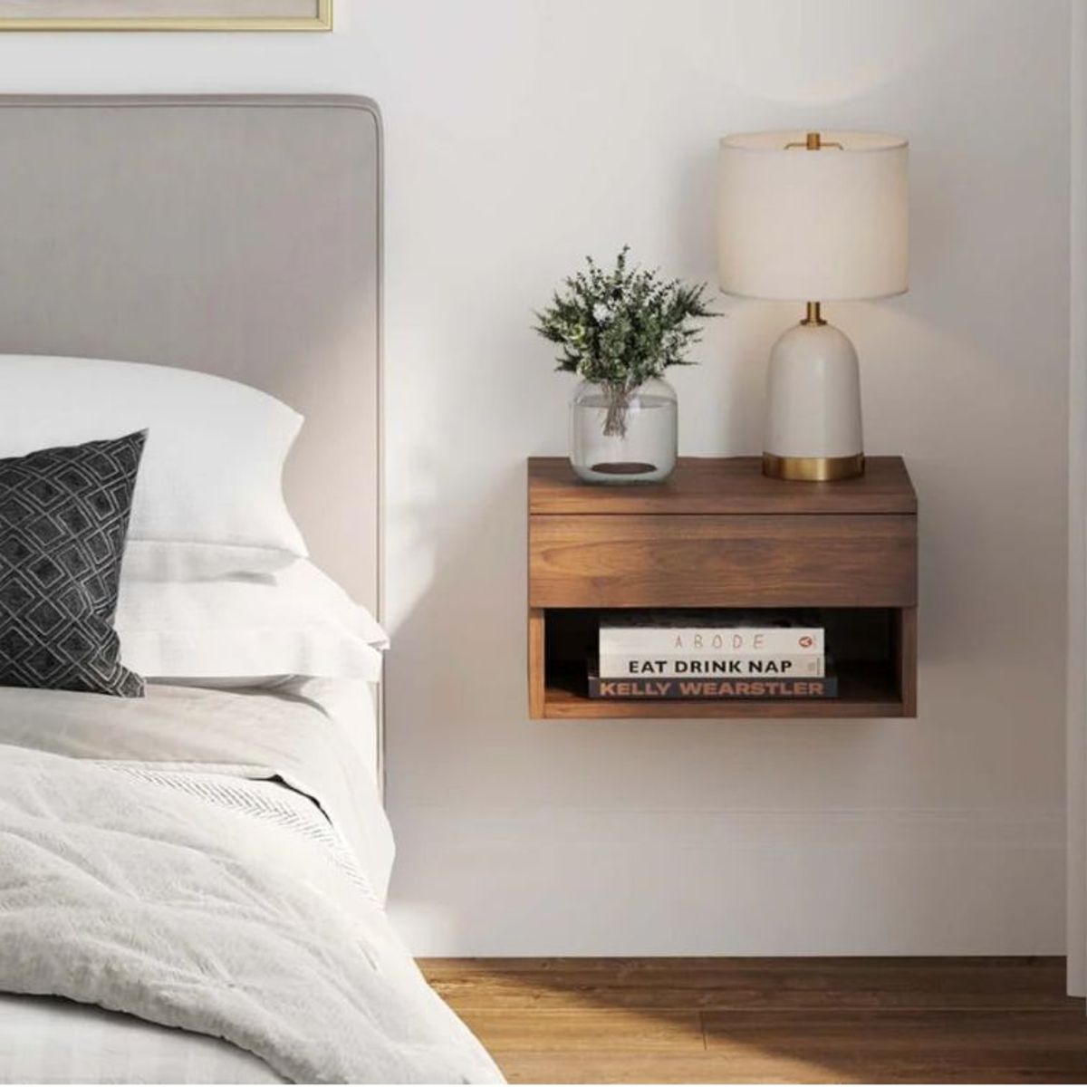 HABITA2 CHILE - Pack 2 Velador de MDF con Cajón y Compartimento Abierto  Color Marrón