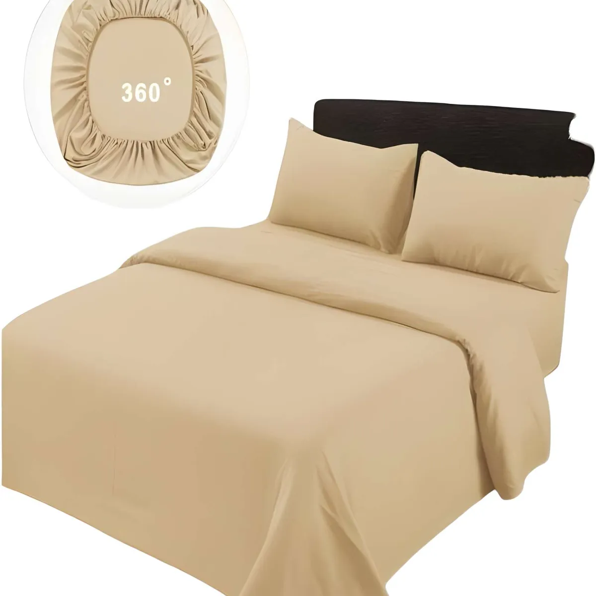GENERICO - SABANAS DE 500 HILOS 1 PLAZA BEIGE