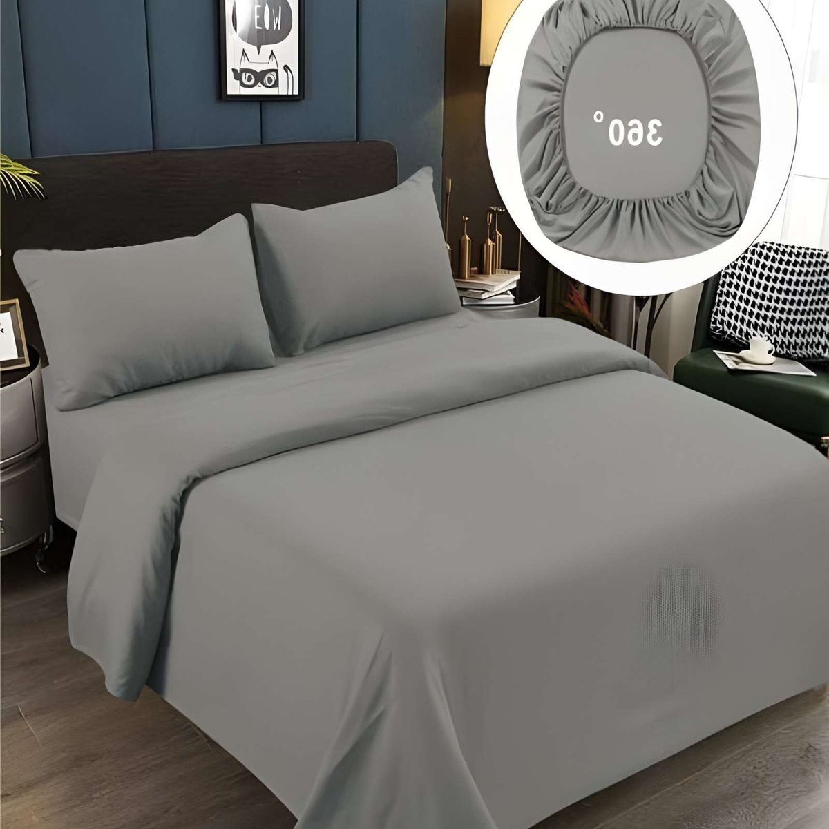 GENERICO - SABANAS DE 500 HILOS 1 PLAZA GRIS