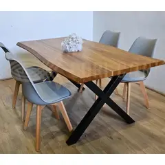 CORI CORI - Juego de Comedor Medlock Rústica Base Negro 160x90 cm + 4 Sillas Tulip