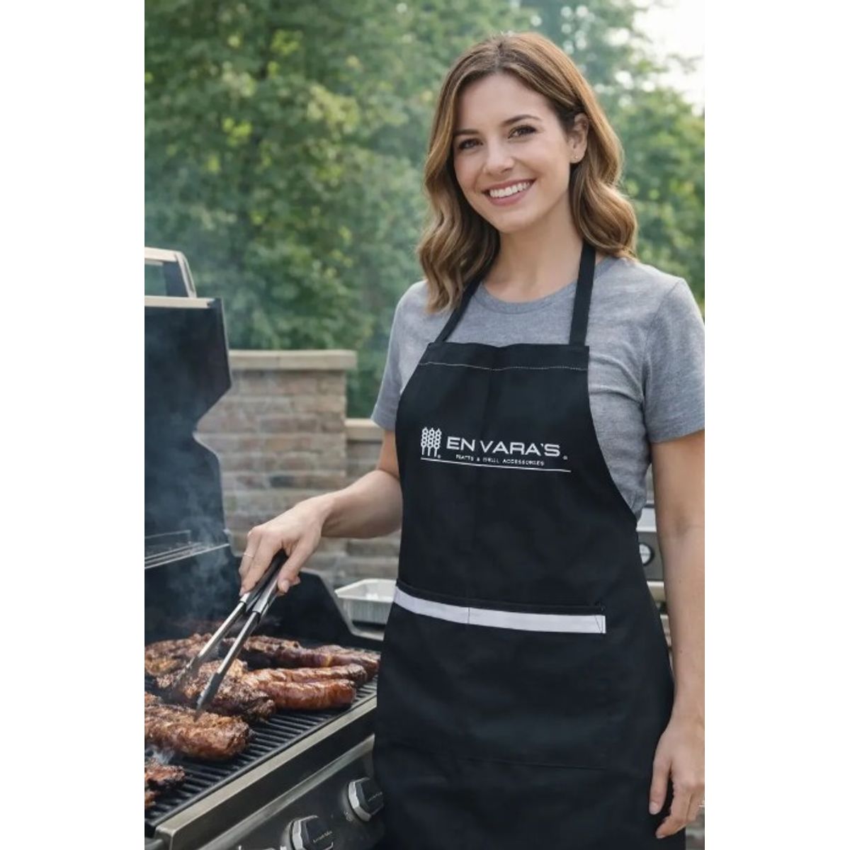 EN VARA'S MEATS & GRILL - Delantal Grill Bbq Asado Cocina Premium Unisex