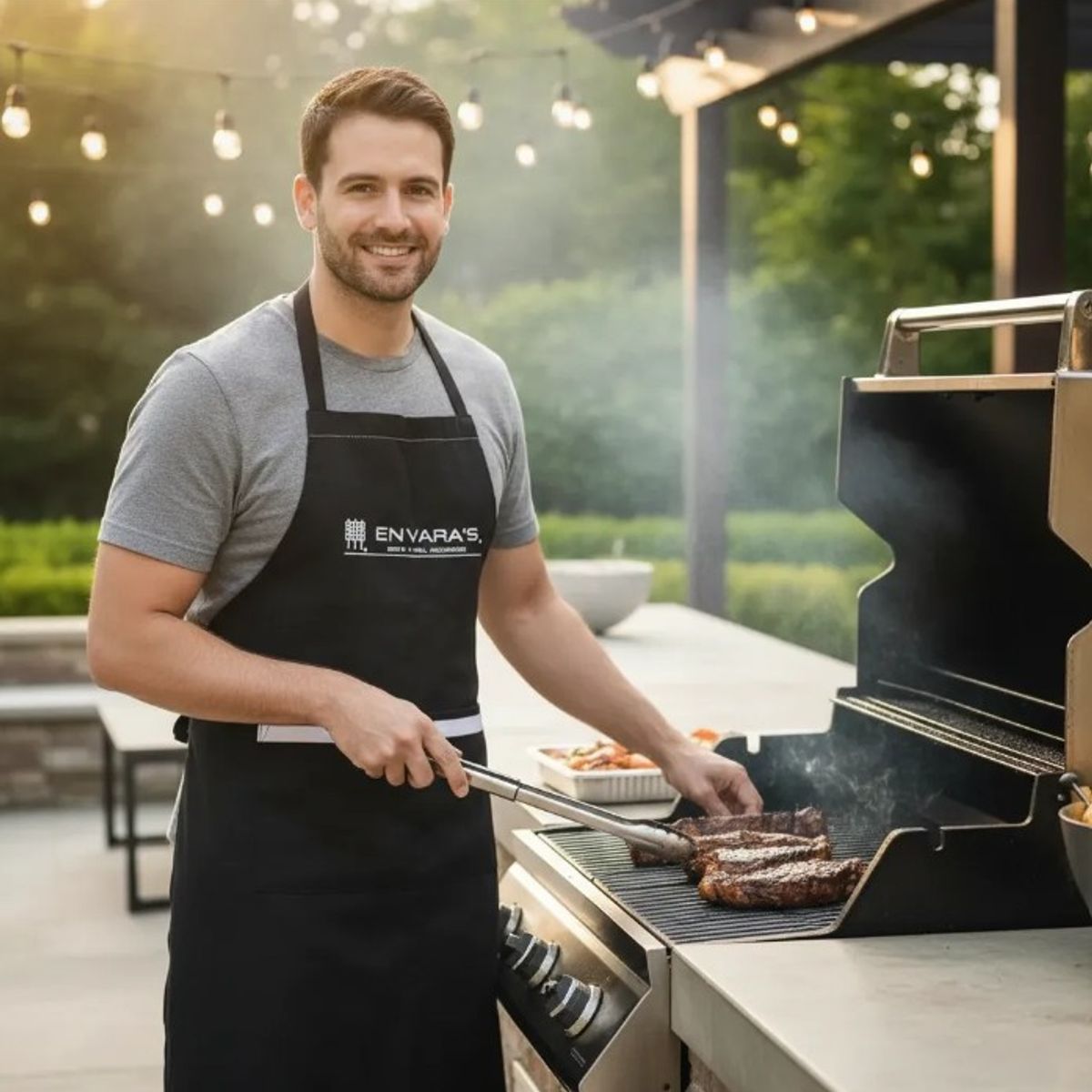 EN VARA'S MEATS & GRILL - Delantal Grill Bbq Asado Cocina Premium Unisex