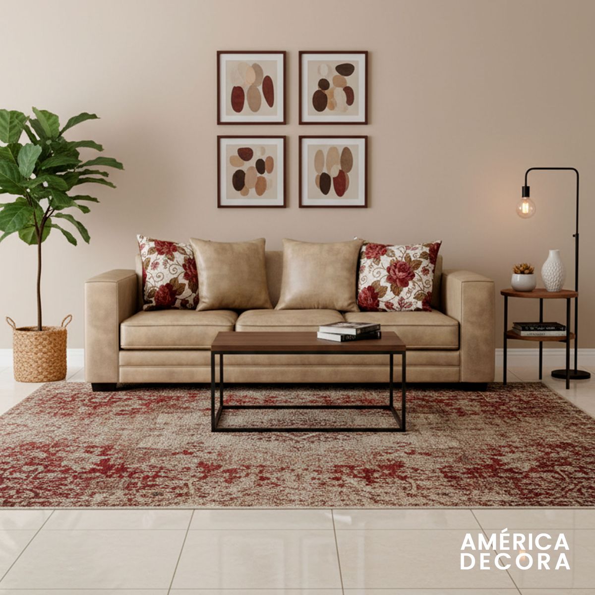 AMERICA DECORA - Sofá 4 Cuerpos XL Con Resorte Estructural Palazzo Envejecido