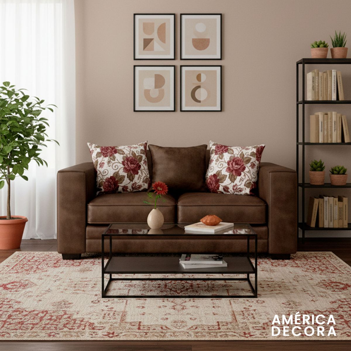 AMERICA DECORA - Sofá 3 Cuerpos XL Con Resorte Estructural Palazzo Envejecido