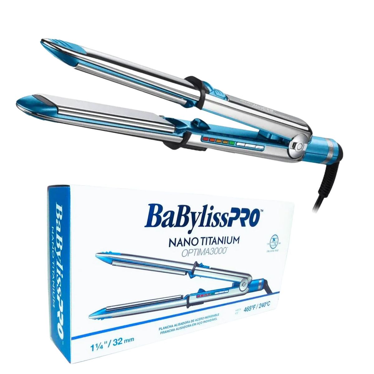BABYLISS PRO - Plancha Babyliss Pro Optima 3000 Alisadora Rizadora 32mm Placas Titanium Protege Sella