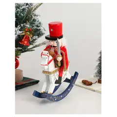 ALMA & DECO - CASCANUECES COLECCIONABLE SOLDADITO A CABALLO DETALLES AZUL ADORNO NAVIDAD PREMIUM 30 CM. MOD. A