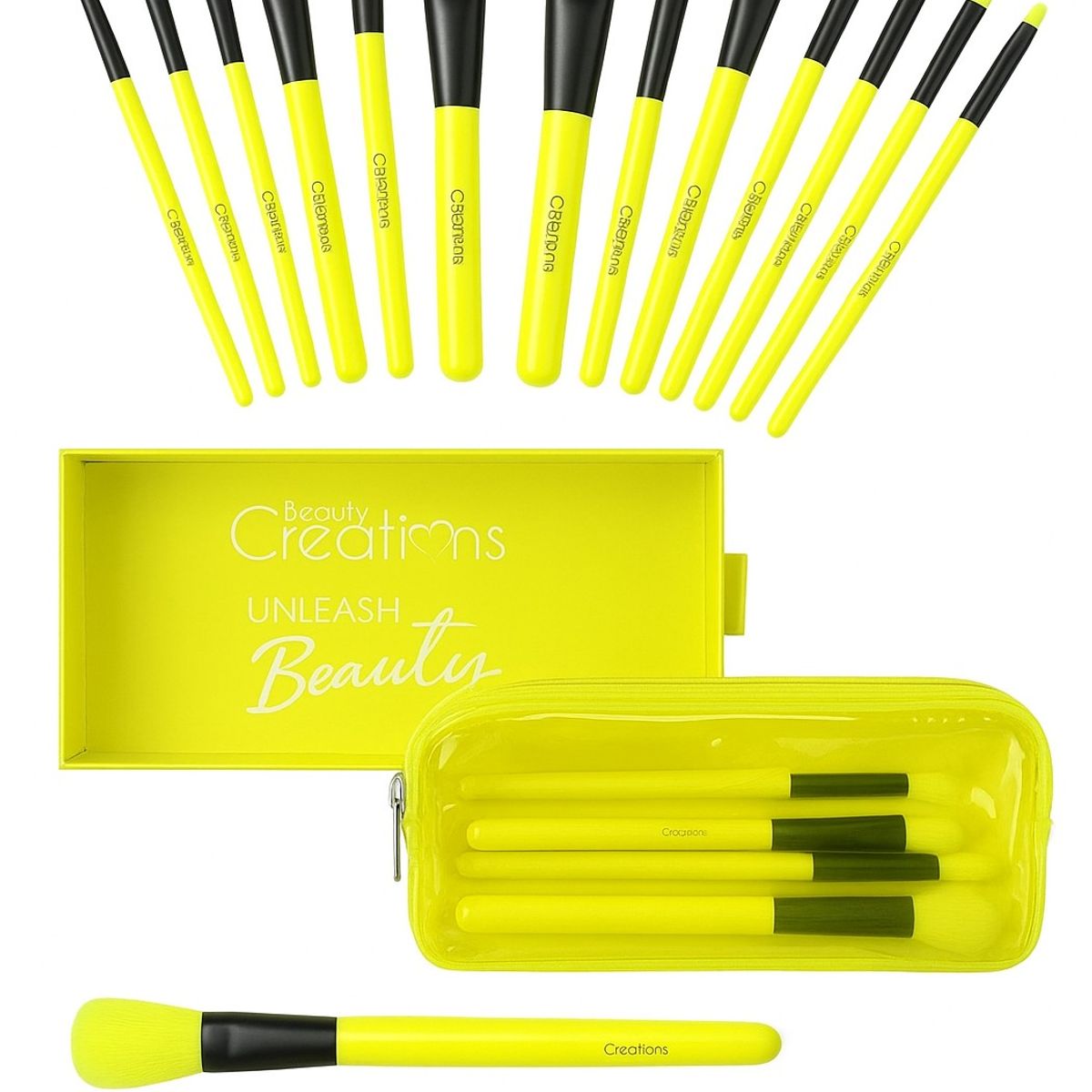 BEAUTY CREATIONS - Set De 15 Brochas Beauty Creations Amarillo Neon Boujee