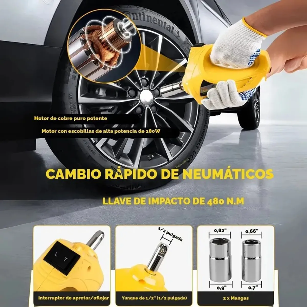 MOVI - KIT GATA 5 TON.+ LLAVE IMPACTO CON BATERIA Y CONTROL REMOTO