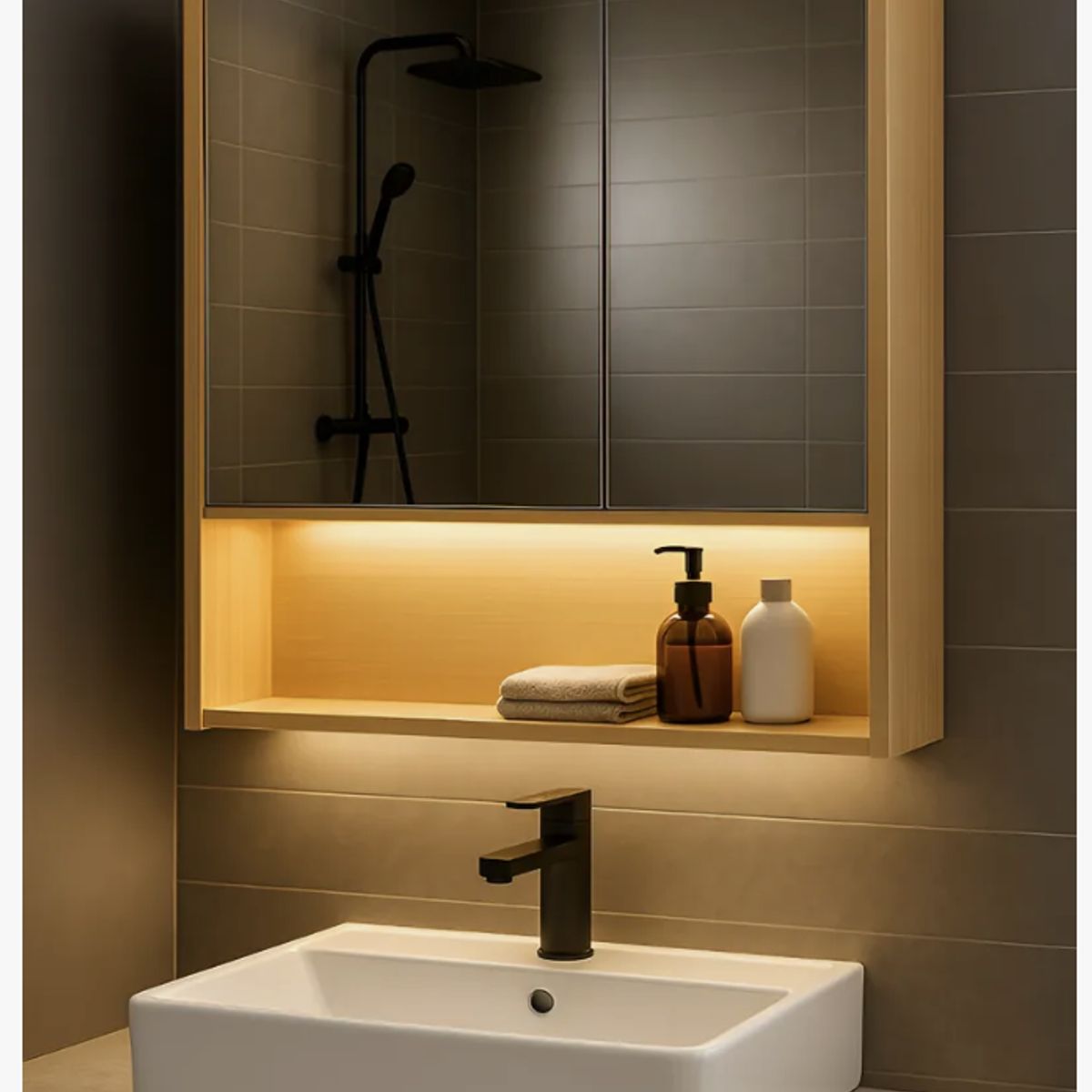 HOMER DESIGN - Botiquin Baño Inteligente Con Espejo Luz De Movimiento hecho en madera