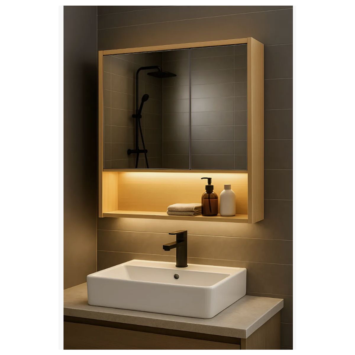 HOMER DESIGN - Botiquin Baño Inteligente Con Espejo Luz De Movimiento hecho en madera