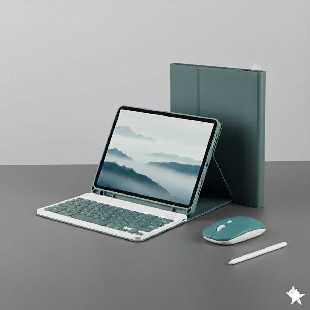 GENERICO - PACK SMART IPAD 10.9 Funda Verde  + teclado mouse y lápiz táctil