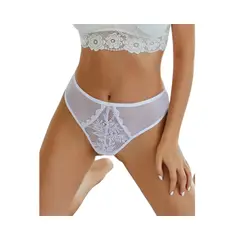 KIRAMA CLOTHING STORE - Tanga blanca con encaje floral y diseño romántico