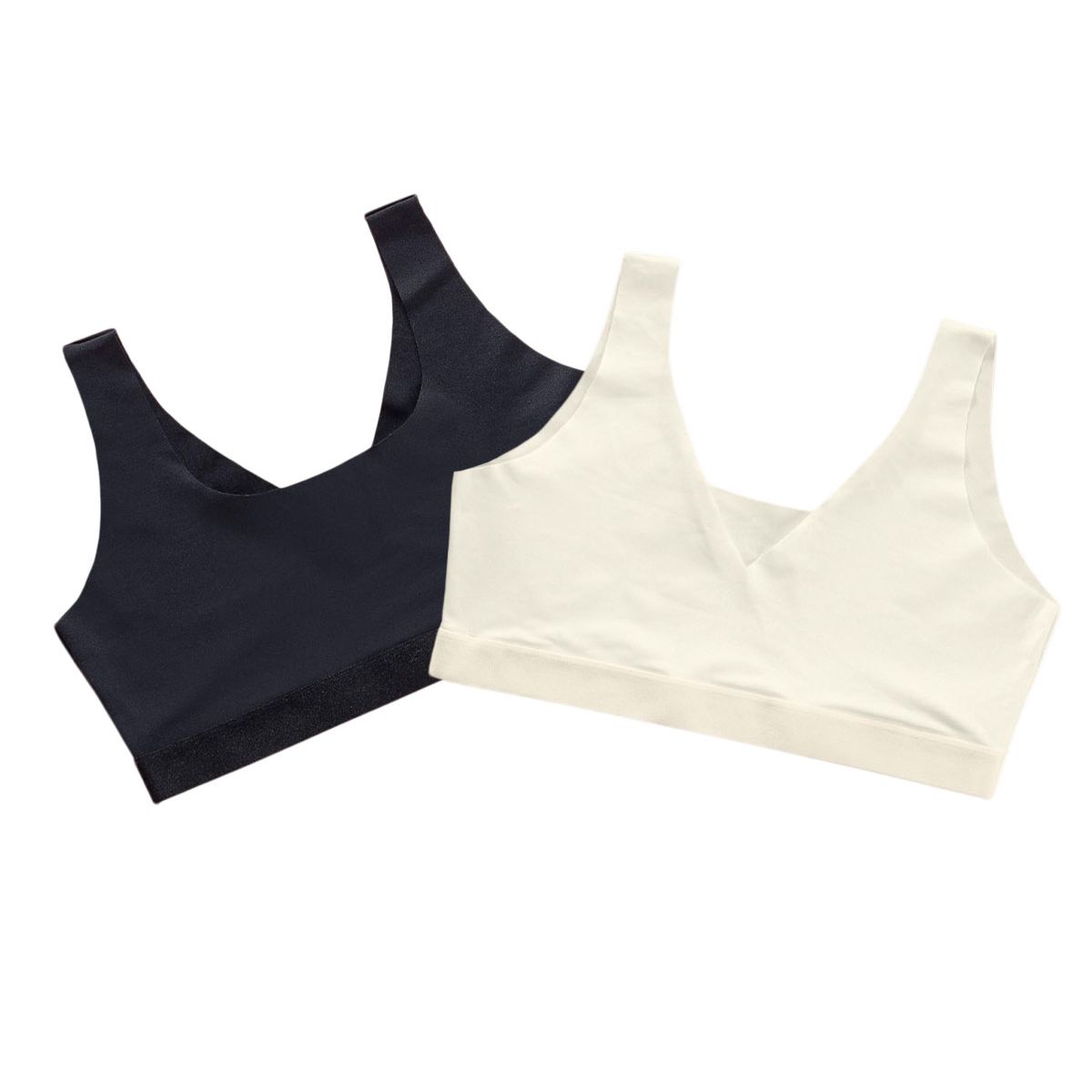 LEONISA - Leonisa Pack x 2 tops invisibles doble escote 91164X2 Perla / Negro