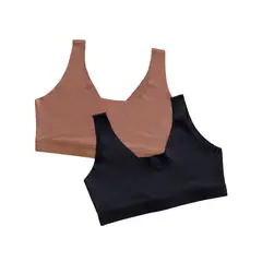 LEONISA - Pack x 2 tops invisibles doble escote 91164X2 Café Medio / Negro