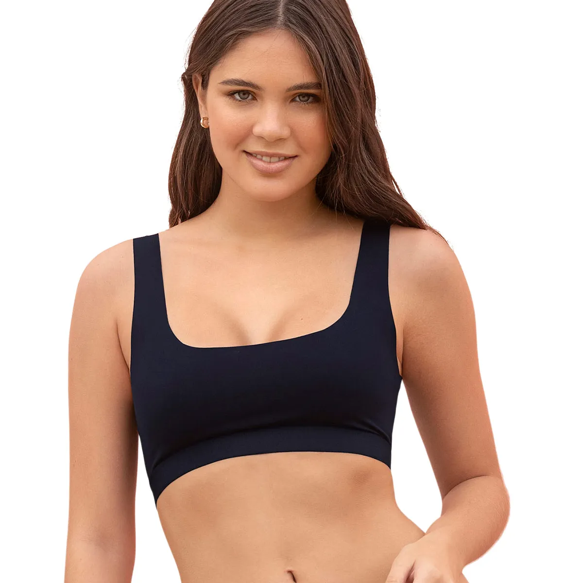 LEONISA - Leonisa Pack x 2 tops invisibles doble escote 91164X2 Café Medio / Negro