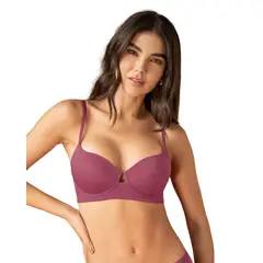 LEONISA - Sostén de realce alto con escote profundo 091165 Violeta