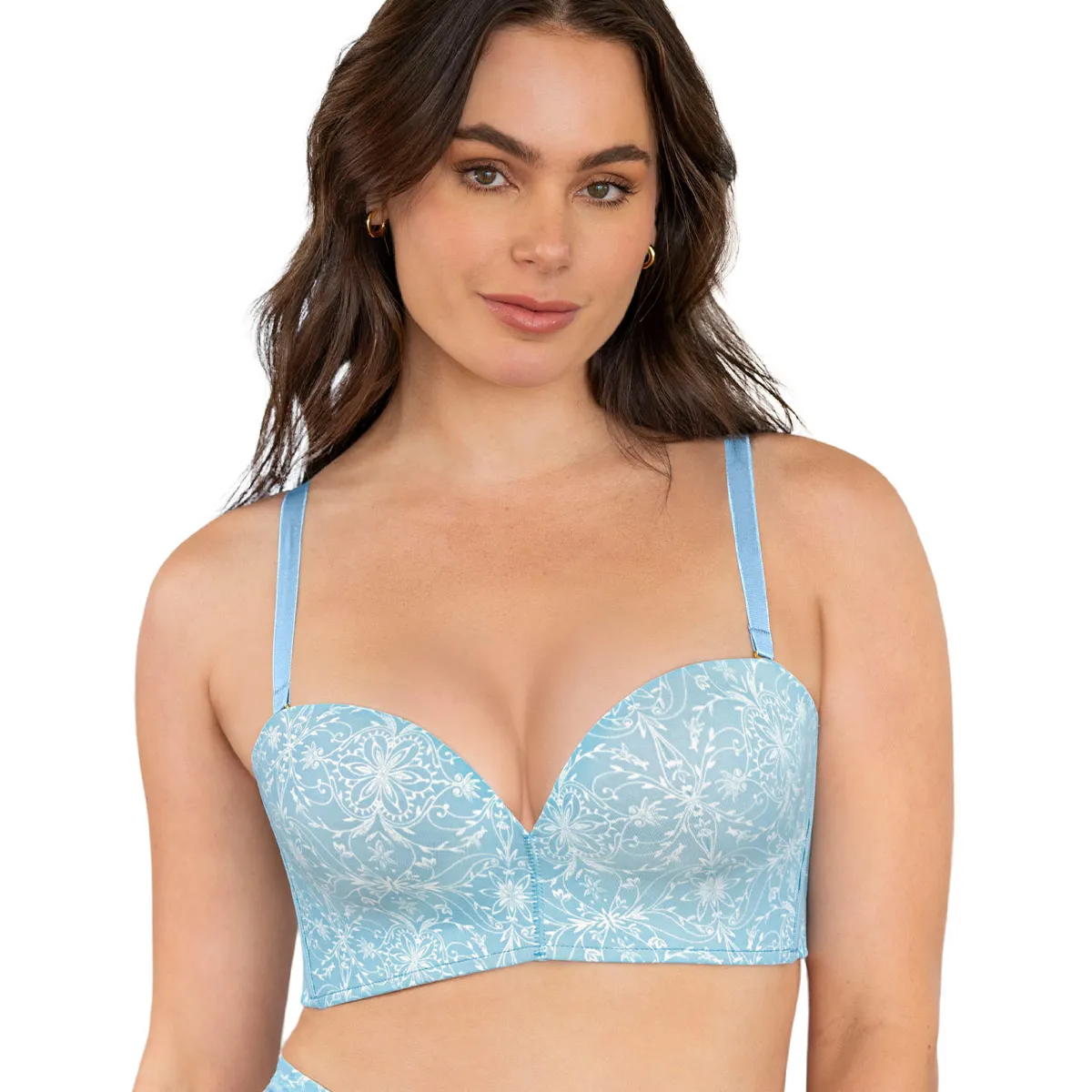 LEONISA - Leonisa sostén strapless Antigravedad Nueva Edición - Máximo soporte - No se cae 091079 Estampado Azul