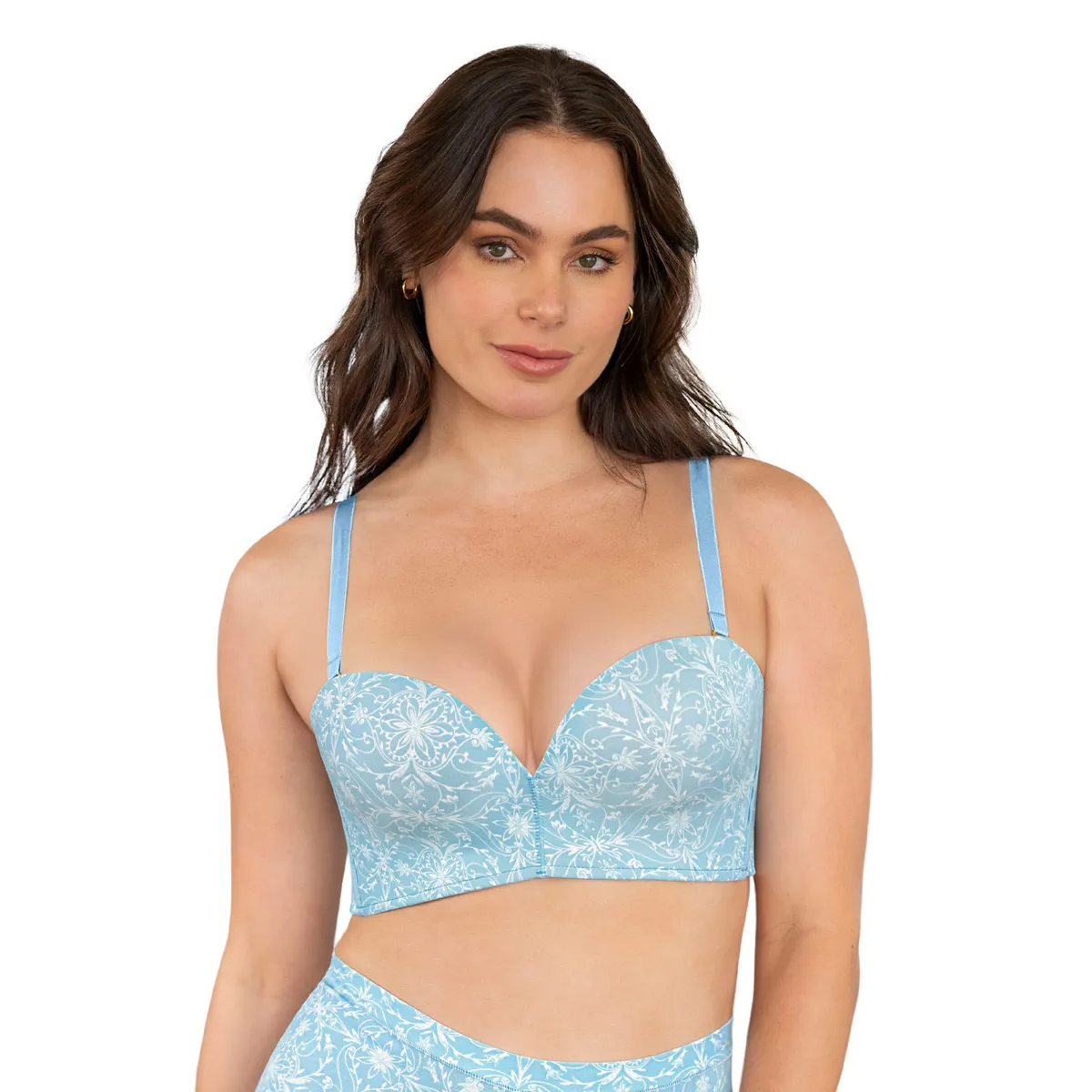 LEONISA - Leonisa sostén strapless Antigravedad Nueva Edición - Máximo soporte - No se cae 091079 Estampado Azul