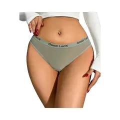 KIRAMA CLOTHING STORE - Tanga verde menta con cintura “Good Luck” y diseño deportivo