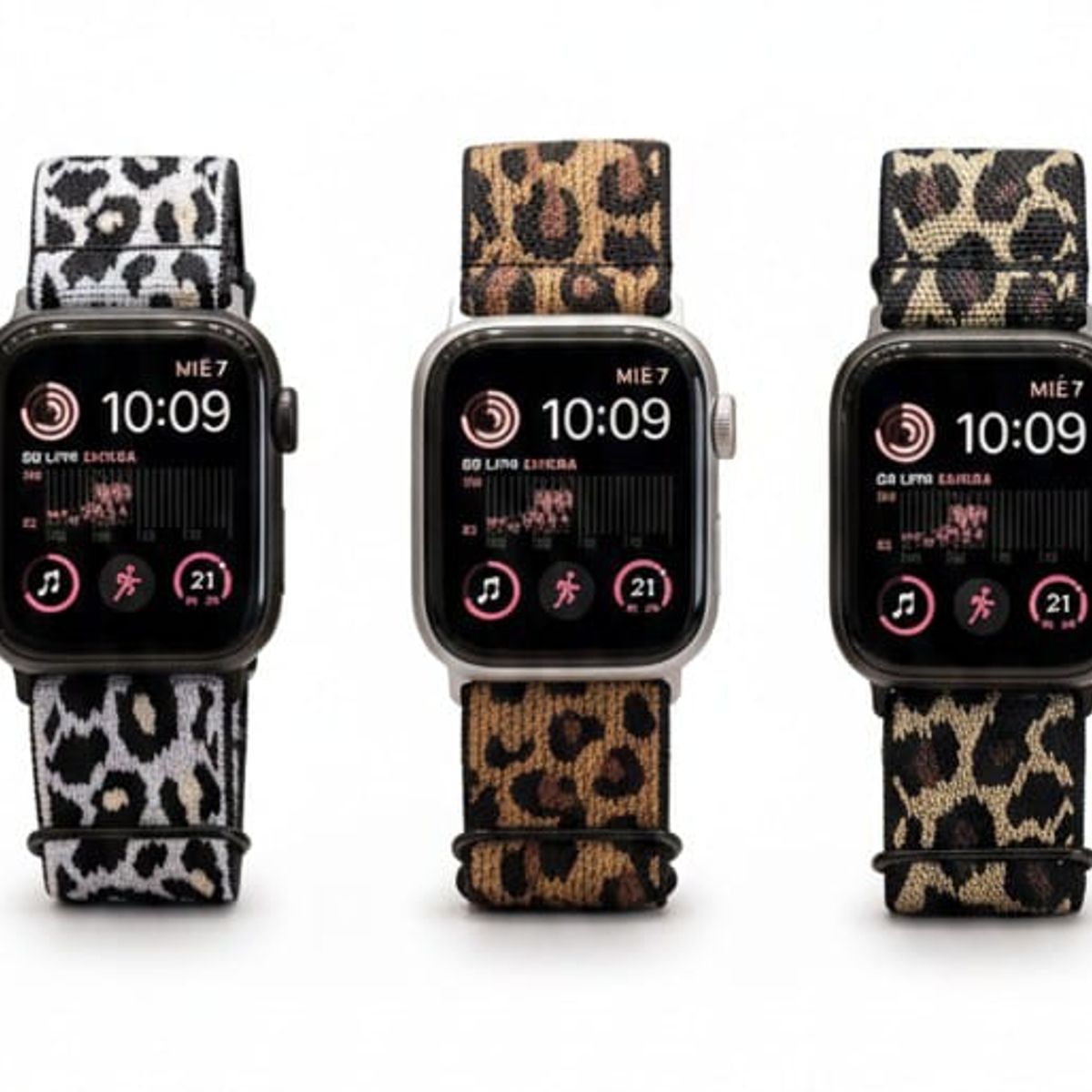 GENERICO - Correa Leopardo Animalprint APPLE WATCH 42-49mm Se1-se8se10 Negro
