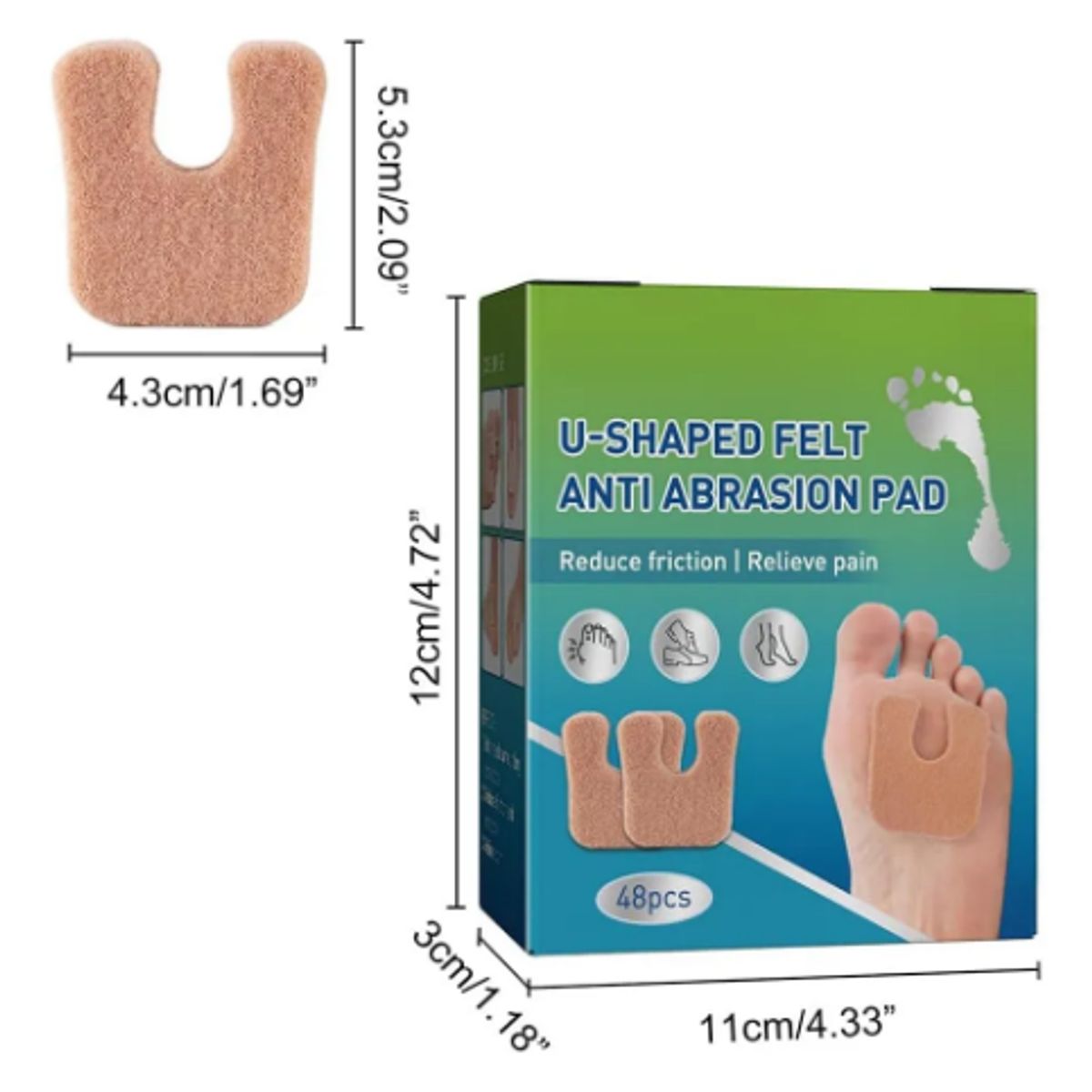 GENERICO - Almohadillas Antiabración En Forma De U De Fieltro Para Pies