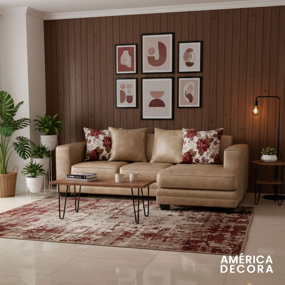 AMERICA DECORA - Sofá Seccional Derecho 4 Cuerpos XL Con Resorte Estructural Palazzo Envejecido