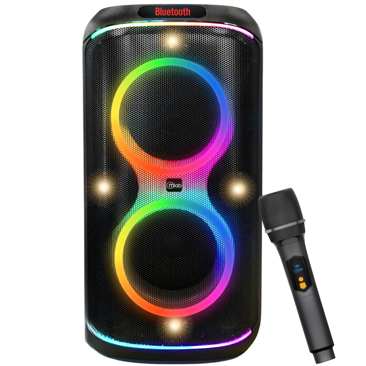 MLAB - Parlante Karaoke 6" Flaming Party Bass Black MicWireless 45W RMS Bluetooth TWS