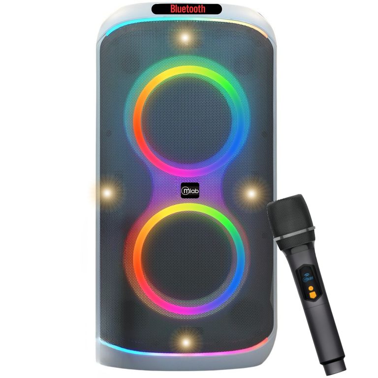 Parlante Karaoke 6" Flaming Party Bass White MicWireless 45W RMS Bluetooth TWS Negro