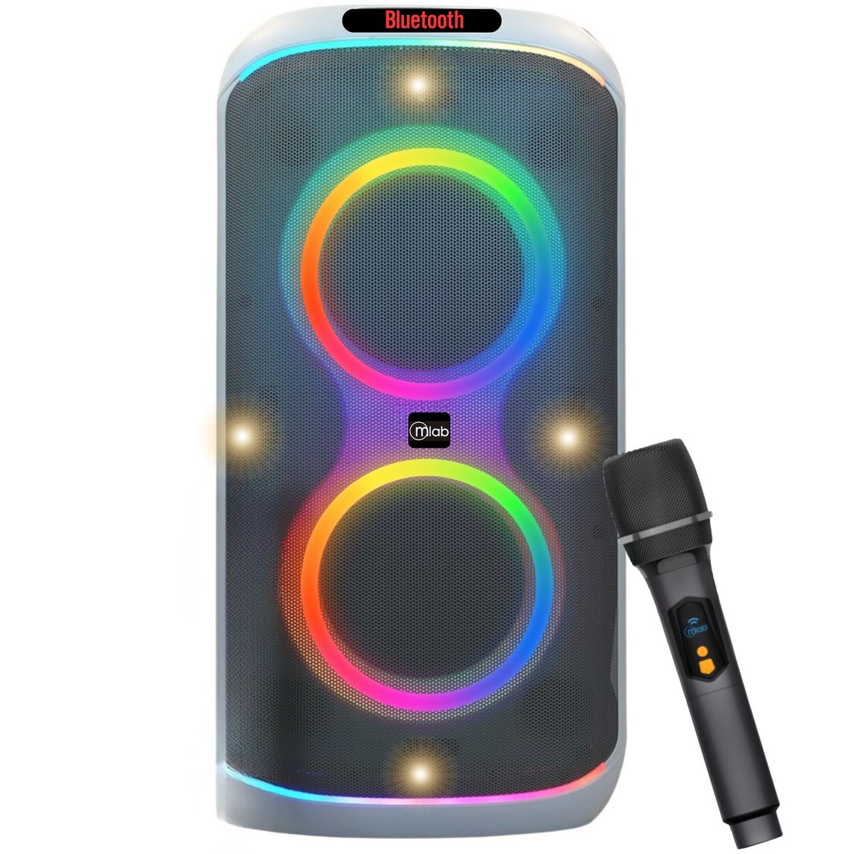 MLAB - Parlante Karaoke 6" Flaming Party Bass White MicWireless 45W RMS Bluetooth TWS