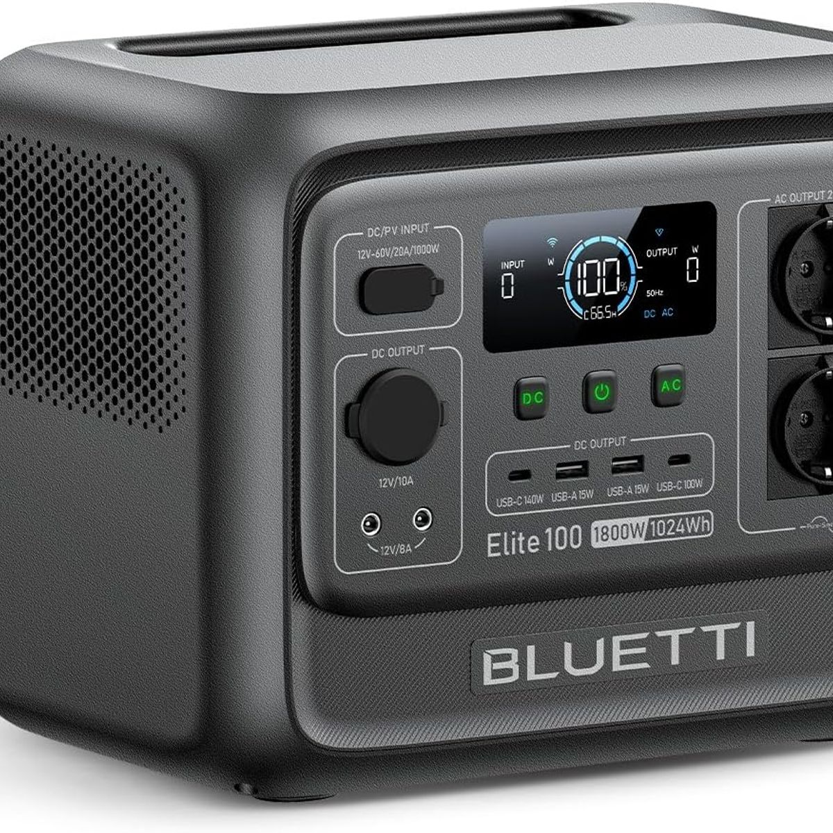 BLUETTI - BLUETTI Generator Solar Portátil 1024Wh 1800W Para Acampar Pesca Viajes Emergencia Corte de Energía Elite100V2