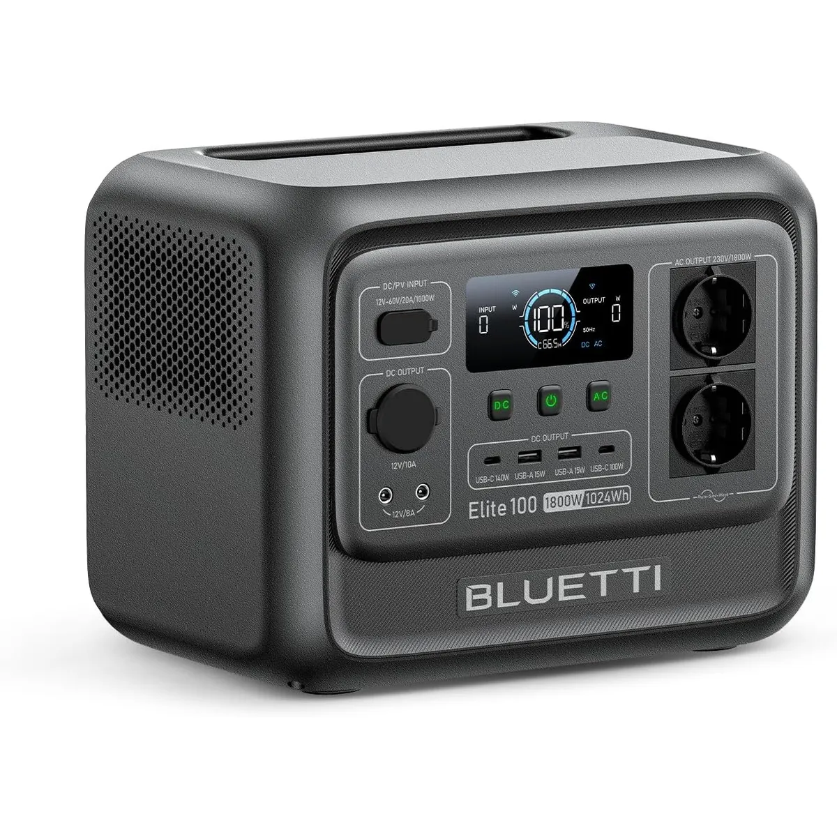 BLUETTI - BLUETTI Generator Solar Portátil 1024Wh 1800W Para Acampar Pesca Viajes Emergencia Corte de Energía Elite100V2
