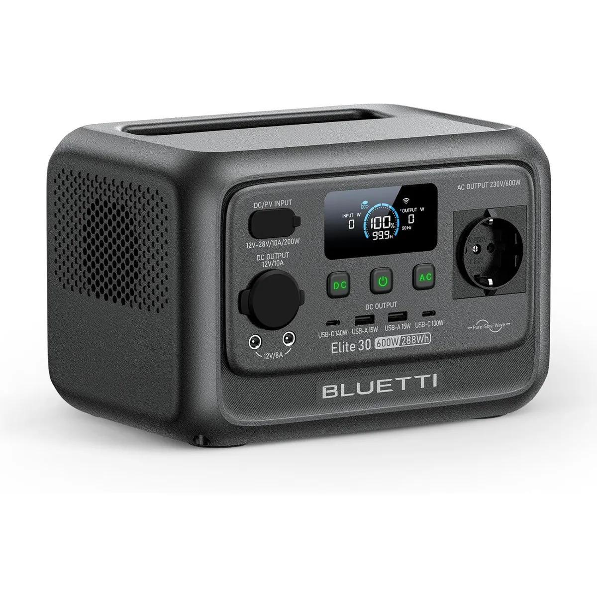 BLUETTI - BLUETTI Generator Solar Portátil 288Wh 600W Para Para Acampar PescaViajes Emergencia Corte de Energía Elite 30 V2