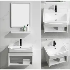 BLUEDREAMER - Mueble de baño montado en la Pared con Espejo y Grifo de Agua fría y Caliente