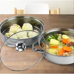 GENERICO - Olla Vaporera 24 Cms Acero Inoxidable