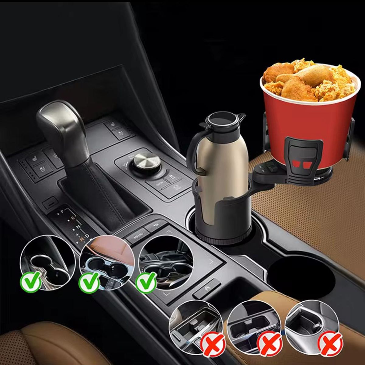 GENERICO - Porta Vaso Doble Ajustable Para Autos Multifuncional