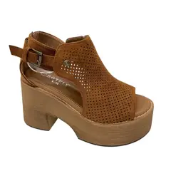 HERIEL - Sandalia Camel Plataforma Mujer
