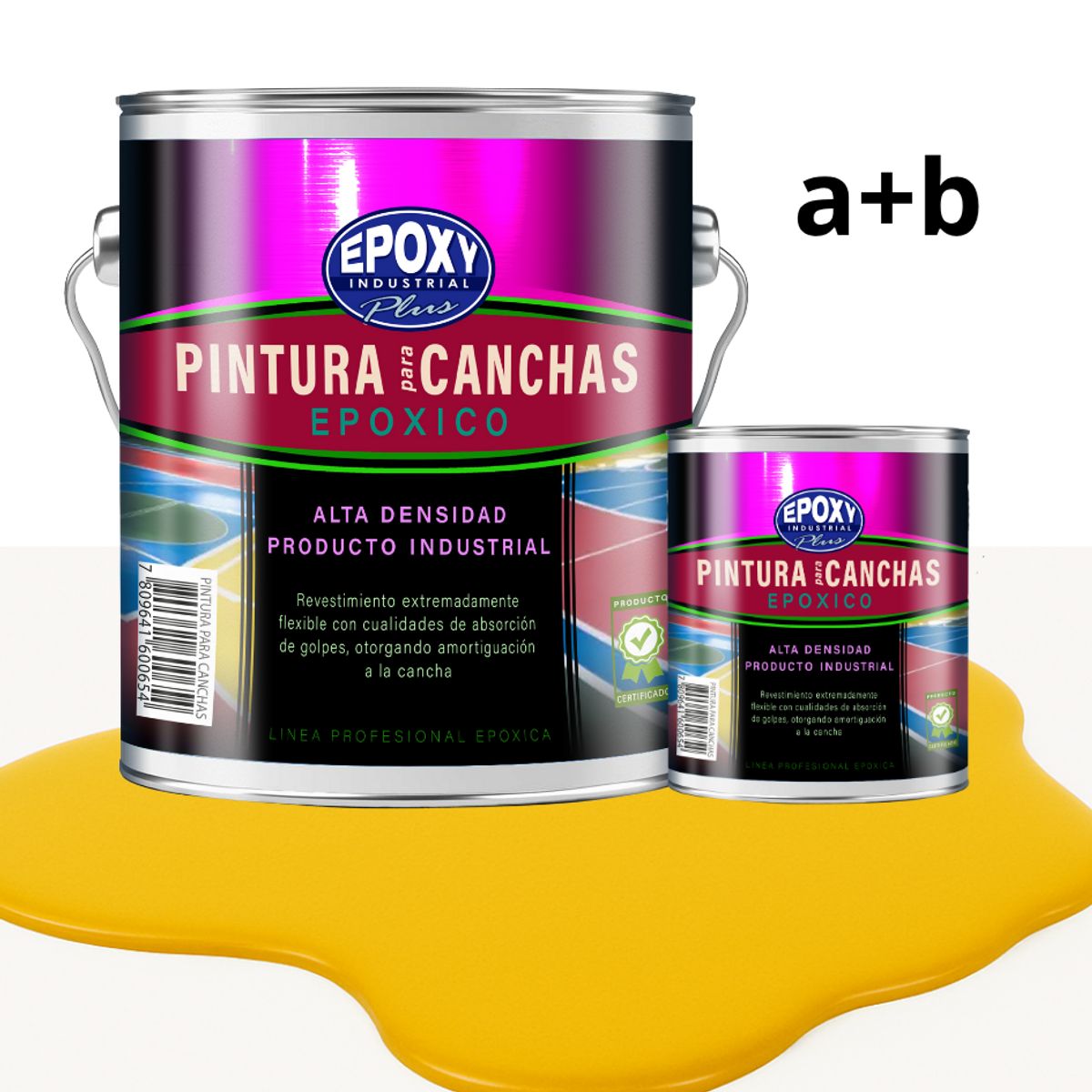 EPOXY - PINTURA  ALTO TRÁFICO EPOXICA 2K - CANCHAS - GALON Amarillo Brillante