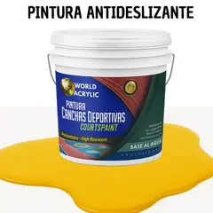 WORLD ACRYLIC - PINTURA CANCHAS 1K - ALTO TRAFICO - TINETA 10L Amarillo
