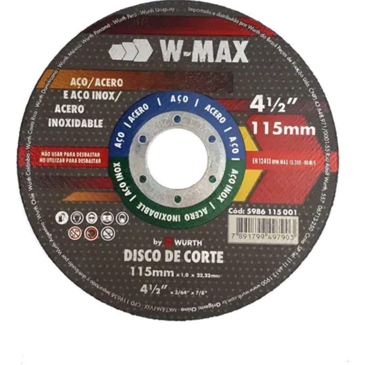 WURTH - Disco Corte Inox/metal Wurth 4 1/2 Pack De 50 Unidades