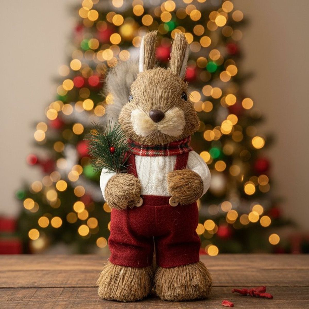 WAKESHOME - Ardillas Muñeco De Navidad Decoración Navideña Árbol Macho