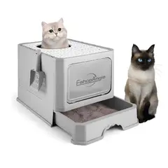 ESHOPANGIE - Arenero Gato Cerrado Baño Sanitario Con Tapa Y Pala