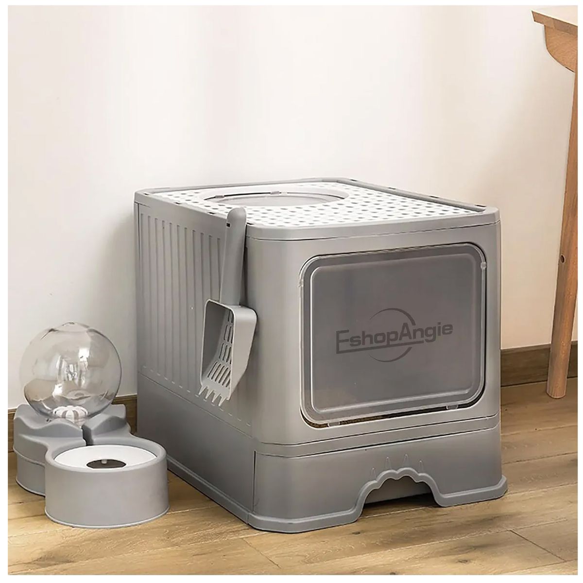 ESHOPANGIE - Arenero Gato Cerrado Baño Sanitario Con Tapa Y Pala