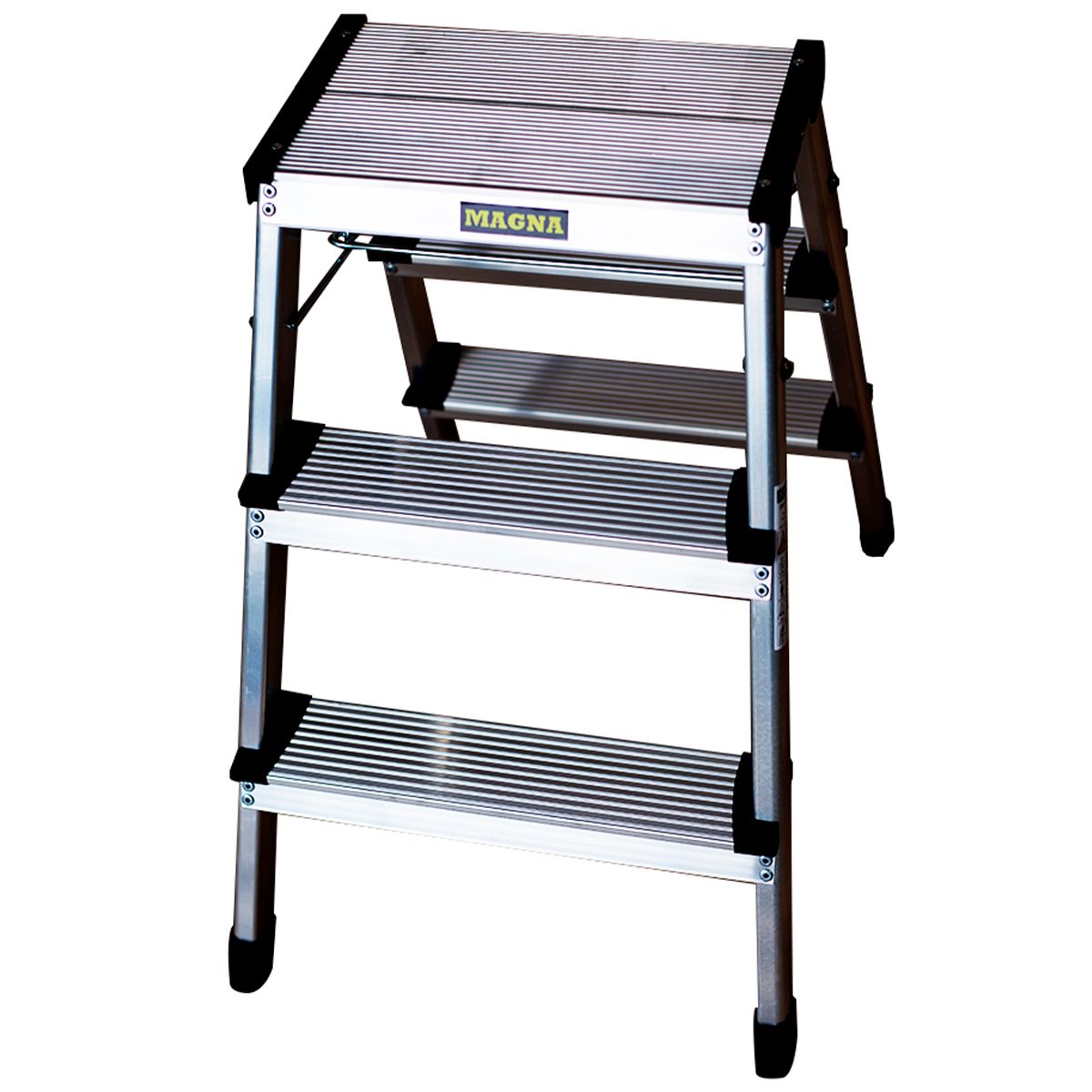 MAGNA - Piso Escalera Plegable 3 Peldaños Liviano 150Kgs