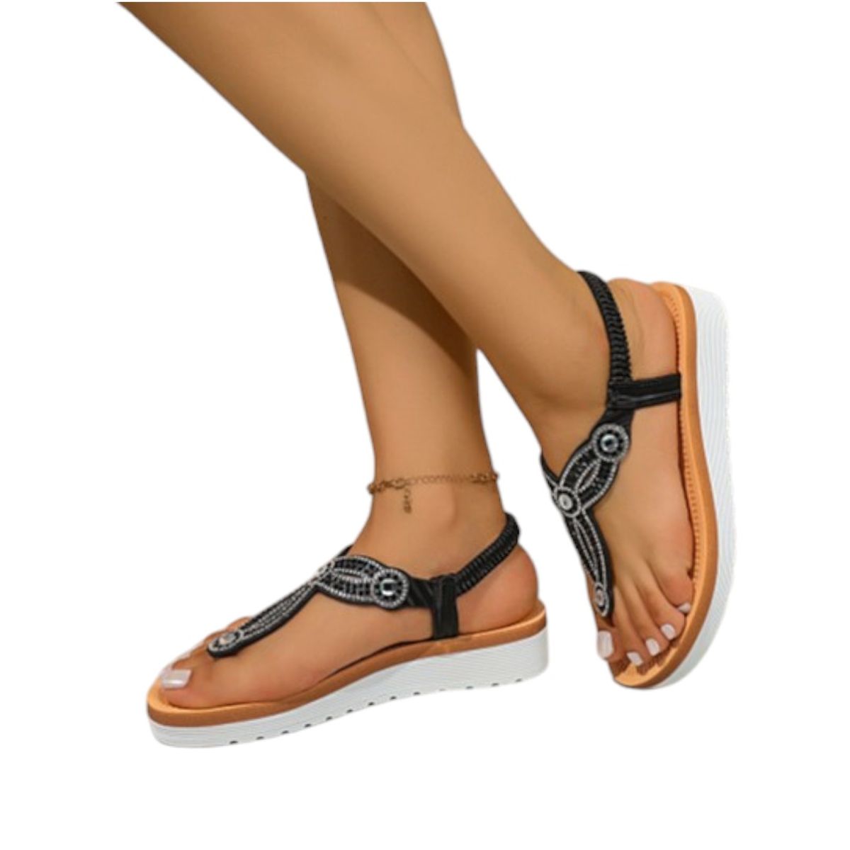 HERIEL - Sandalia Negra Baja Mujer