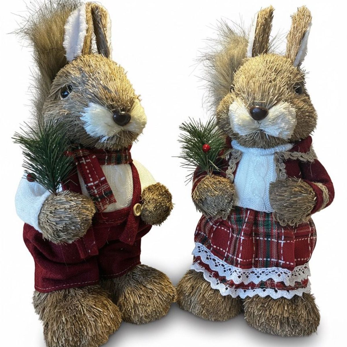 WAKESHOME - Pack 2 Ardillas Muñeco De Navidad Decoracion Navideña Arbol