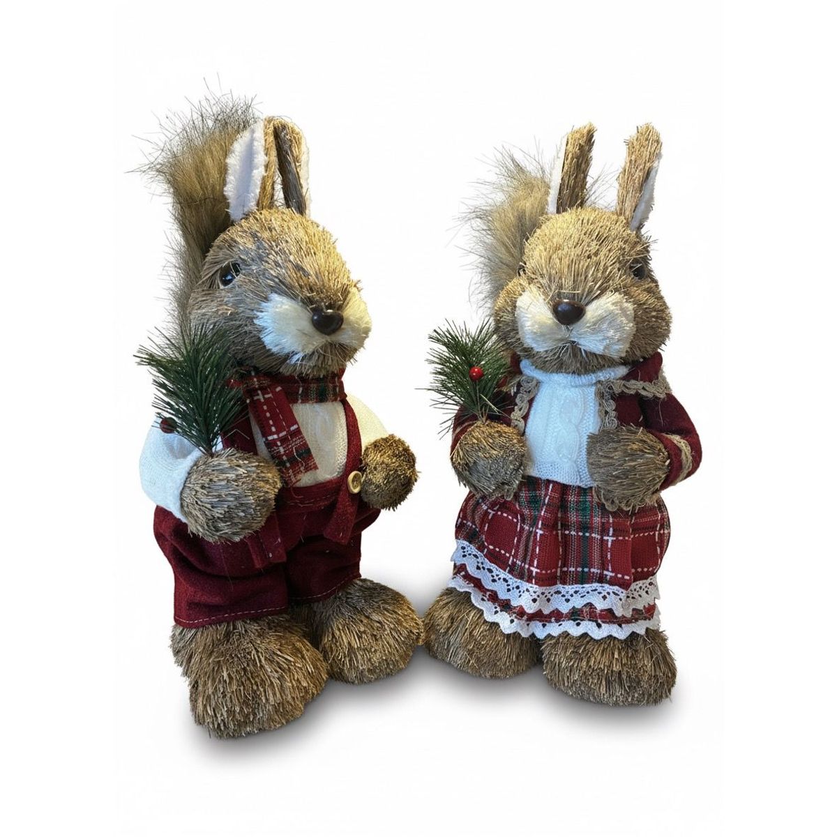 WAKESHOME - Pack 2 Ardillas Muñeco De Navidad Decoracion Navideña Arbol