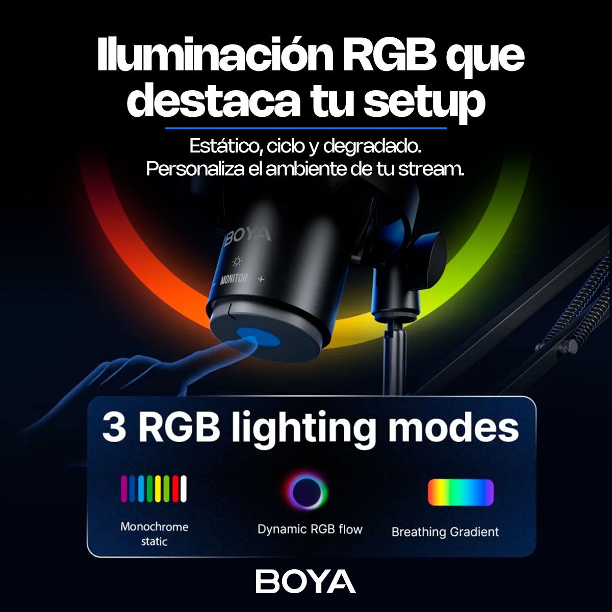 BOYA - Micrófono boya K9 USB C supercardioide cancelación de ruido monitoreo en tiempo real