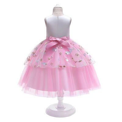 Imagen 2 del producto Vestido Niña Fiesta Cumpleaños Mod Unicornio Flores Bordadas Lazo Rosa T10