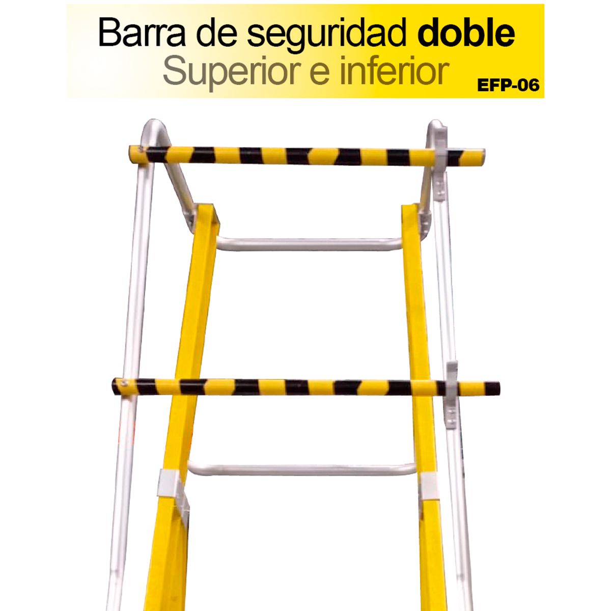 MAGNA - Escalera Tijera Plataforma Doble Fibra Vidrio 6P con Baranda