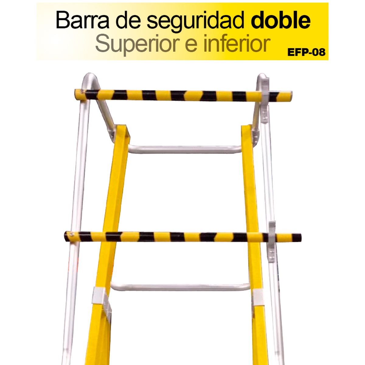 MAGNA - Escalera Tijera Plataforma Doble Fibra Vidrio 8P con Baranda